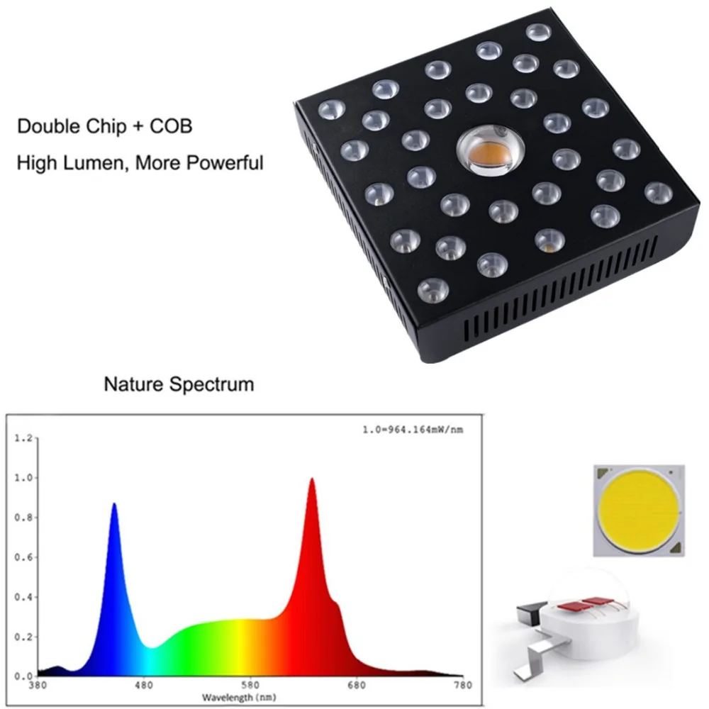 Qkwin MUSA COB led grow light 600 Вт CREE led чип, COB 108 ВТ true power добавить двойной чип-светодиоды с двумя линзами для высокого номинального значения