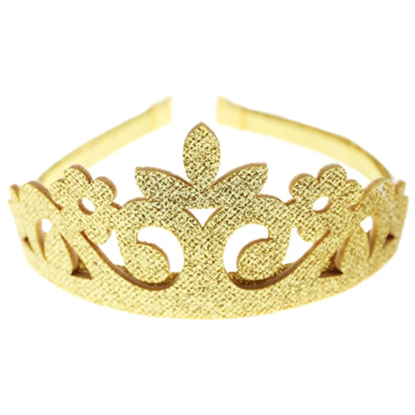 Новая Милая корона принцессы ободок Блестящий фетровый Винтажный Золотой Серебряный Тиара подарок на день рождения детский головной аксессуар головные уборы для девушек - Цвет: gold