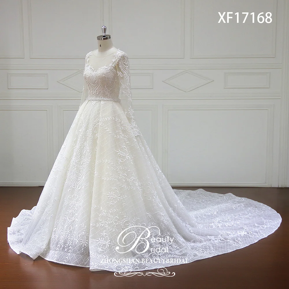 Vestido De Noiva с длинным рукавом принцесса свадебные платья Иллюзия аппликации из бисера кружево Бальные платья бальное платье свадебное