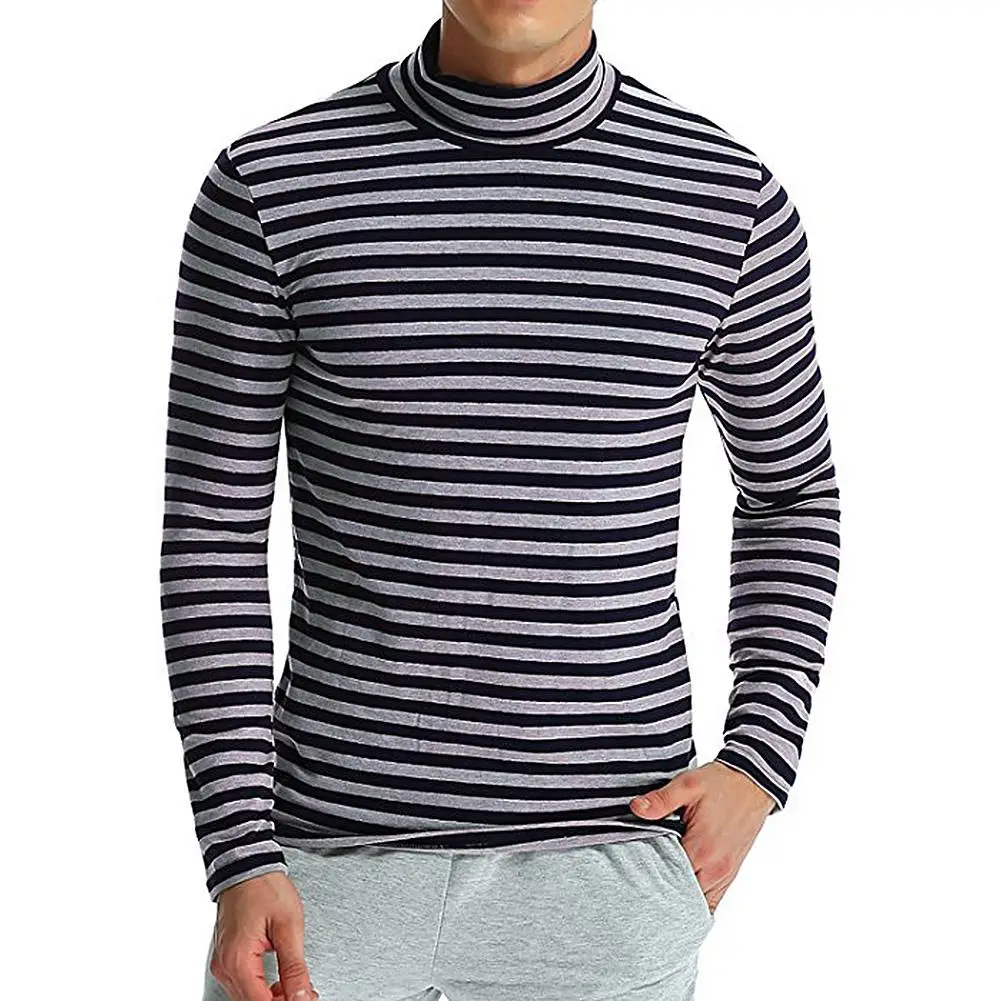 Осенняя мужская повседневная футболка в полоску s с длинным рукавом мужские футболки топы хлопок трендовая водолазка размер плюс мужской футболка san0