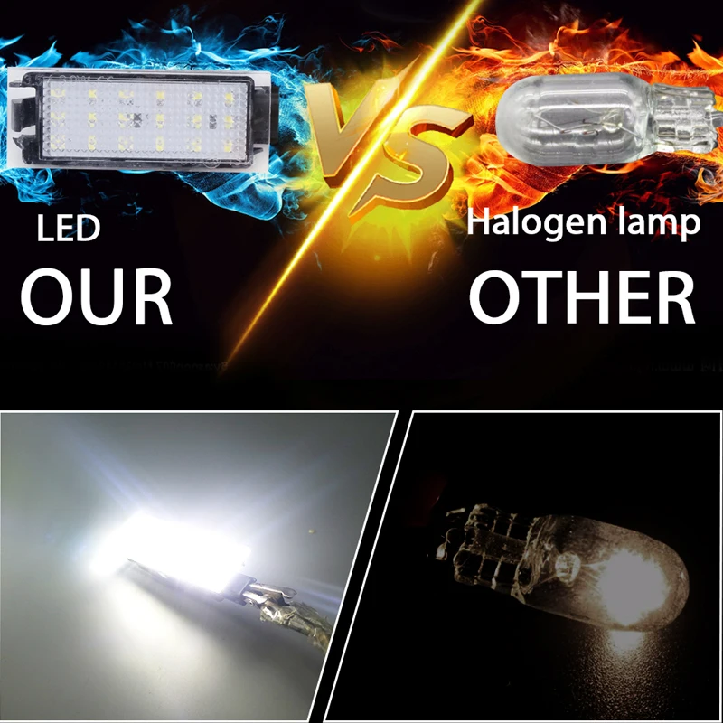 HLXG 2 шт. для Renault Led подсветка номерного знака 12 В Белый 2835SMD Megane 3 Clio Laguna Twingo Master Vel