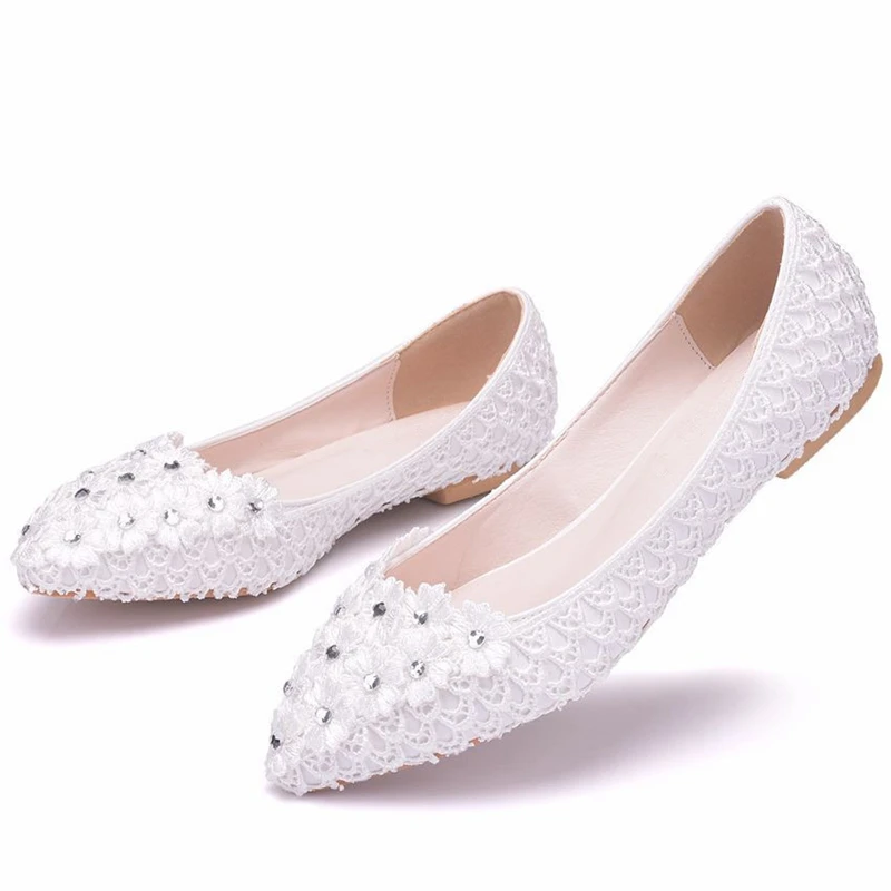 Dropshipping Classic Shoes Women Casual Pointed Toe White Wedding ...