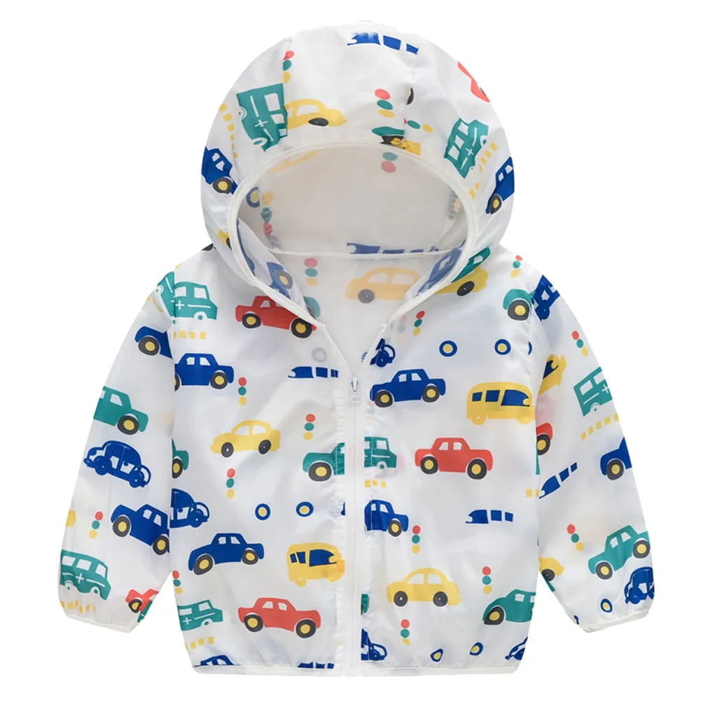 Toddler Kids Summer Sunscreen Jackets Printing Hooded Outerwear Zipper Coats roupa de frio infantil chaqueta bebe invierno new - Цвет: Yellow