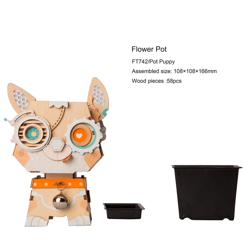 Robotime для детей и взрослых милый щенок цветочный горшок 3D игра деревянная головоломка развивающие модели и строительство Наборы игрушки