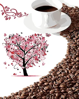 

Love tree coffee Home Decor no frame the Paintings picture By Numbers Handwork On Canvas decoration gift for friends Wall Art