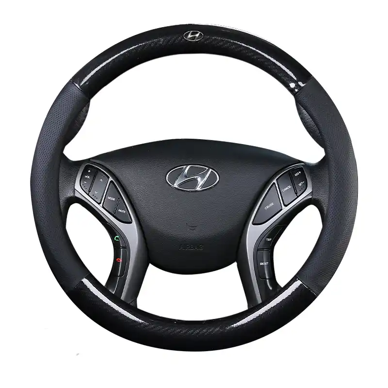 Car Genuine Leather Carbon Fiber Steering Wheel Covers For Hyundai