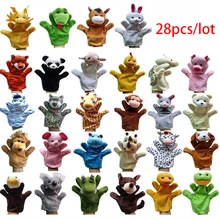 28 шт./лот большая ручная кукла джунгли животные плюшевые игрушки Детская ткань обучающая познавательная ручная игрушка пальчиковые куклы Волк тигр собака кукла