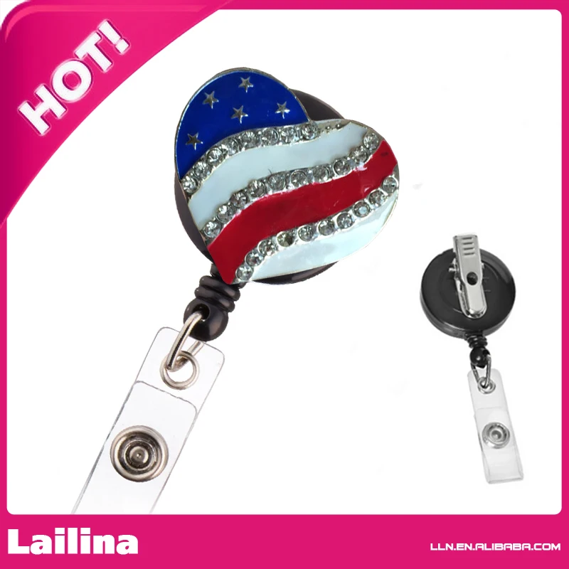 Bling Rhinestone Retractable Badge Reel/ ID Badge Holder / Brooch