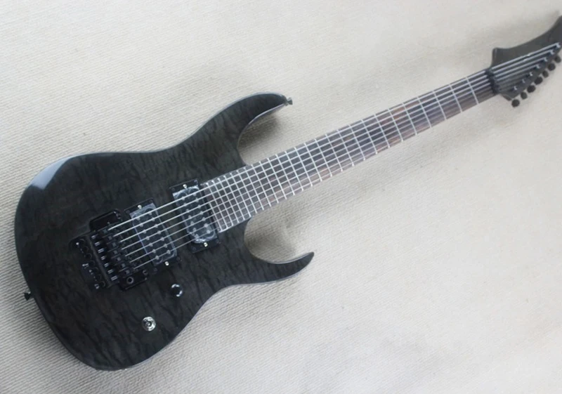 

7-Strings Electric Guitar with HH Pickups,Black Hardwares,Clouds Maple Veneer,Tremolo,offering customized services