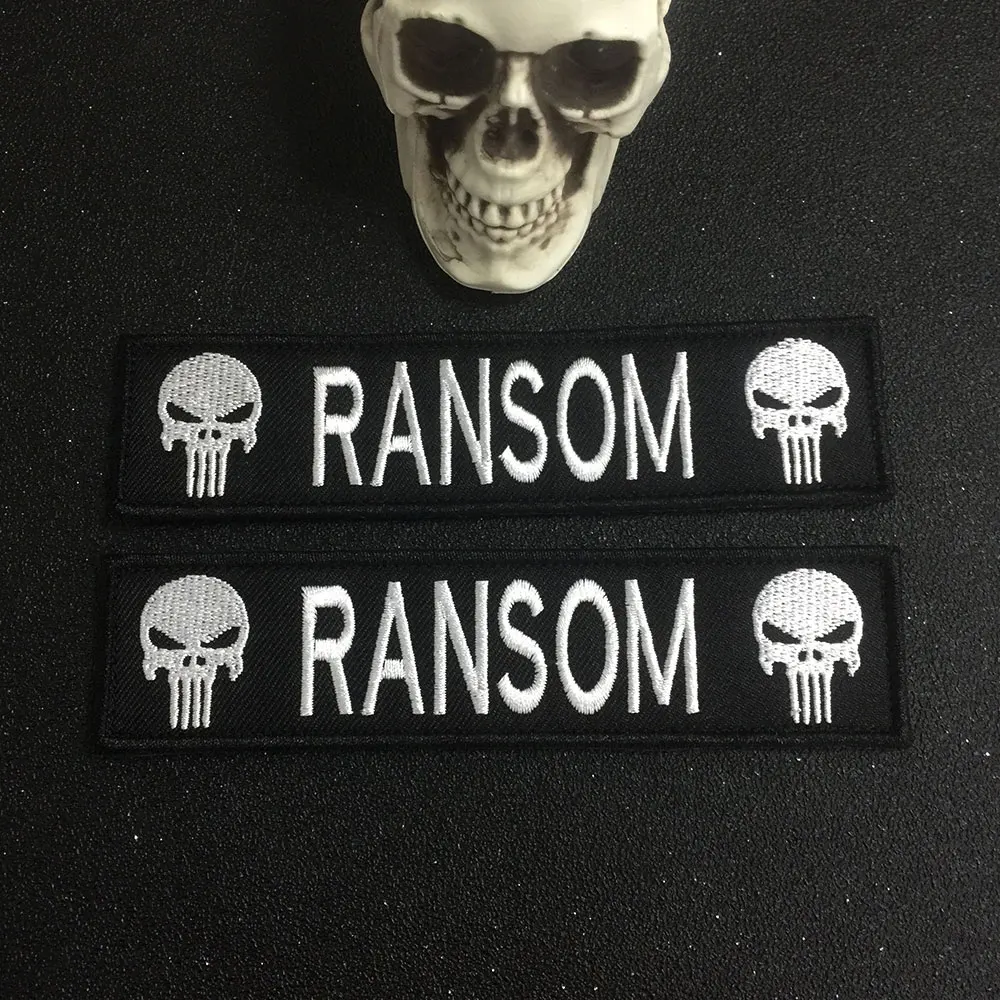 Custom Embroidery personality skull wolf head Name Patches, badges,2 pcs Personalized Military Number Tag Customized Logo ID