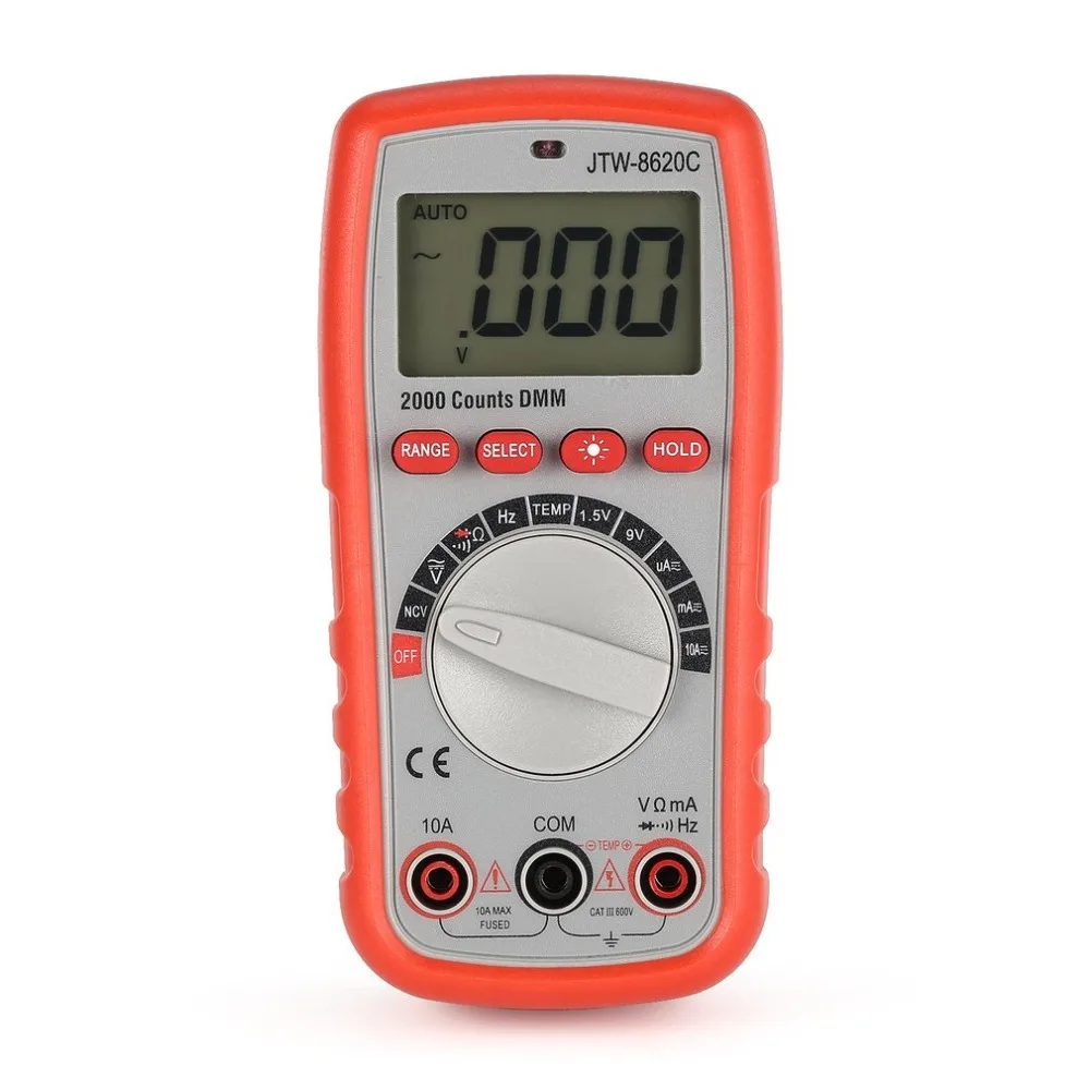 JTW 8620C цифровой мультиметр AC/DC 1999 отсчетов Вольт Ампер Ом Температура Частота Диод