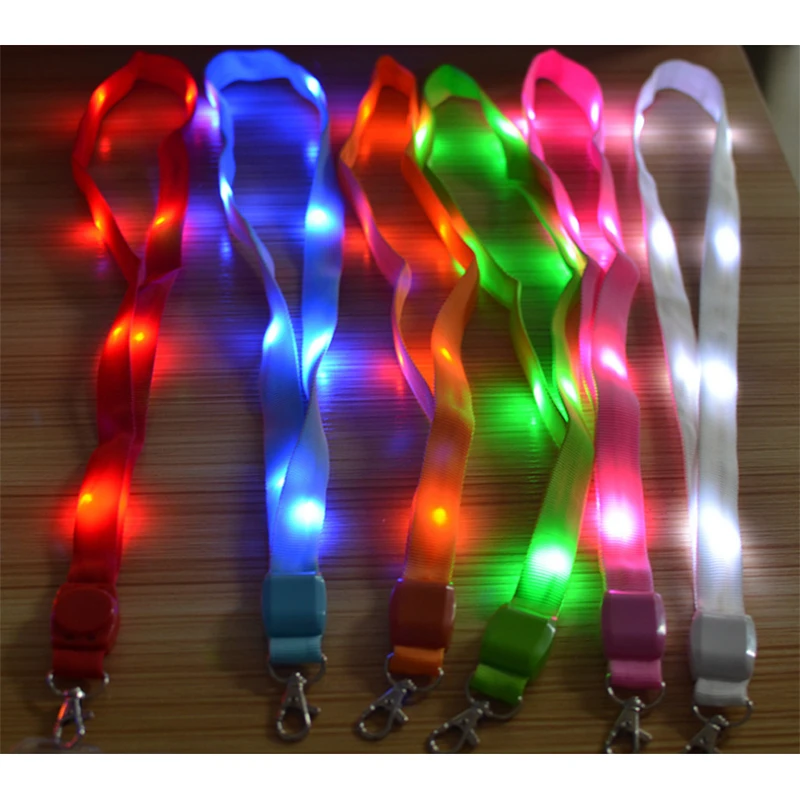 

New LED Light Up Safety Neck Strap Lanyard Keychain ID Card Key Hanging Rope 1Pc Lot