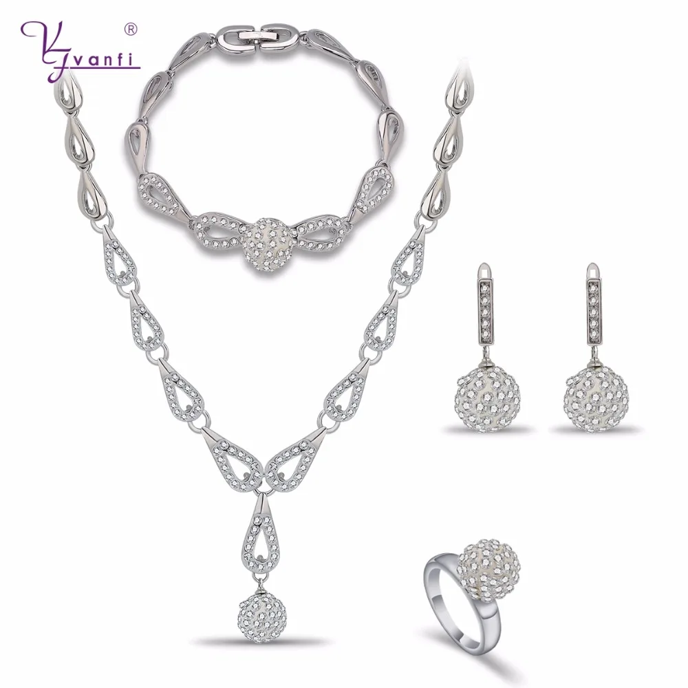 Vanfi Jewelry Top Quality Classic Color Ball Rose Gold Pated Pendant&necklace&earrings&rings