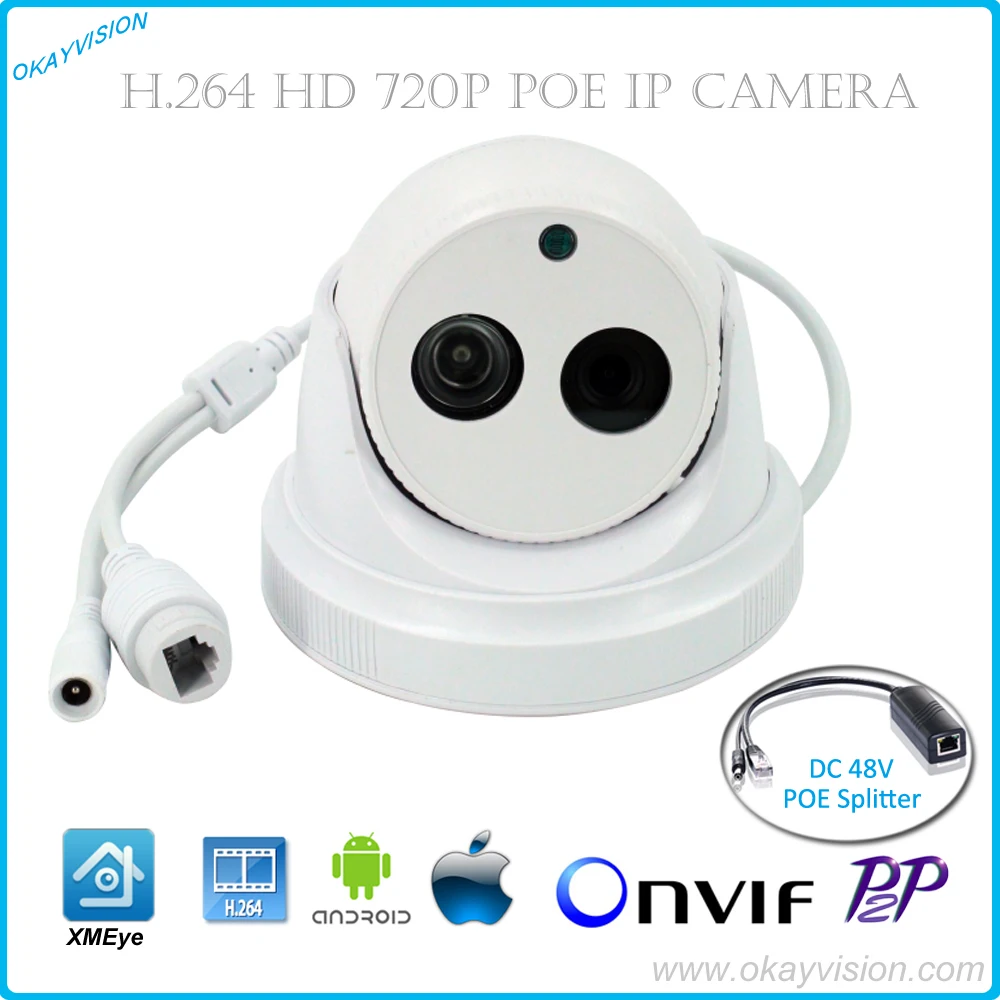 Okayvision 1280*720 1.0MP POE IP Camera 1pcs Array IR IR Cut NIght Vision ONVIF Home Protection CCTV camera Motion Detection