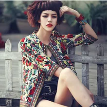 2016 New Spring Jacket Women High Quality Thin Jackets Tops Plus Size Coat Fashion Vintage Ethnic Embroidered Slim Fit Plus Size