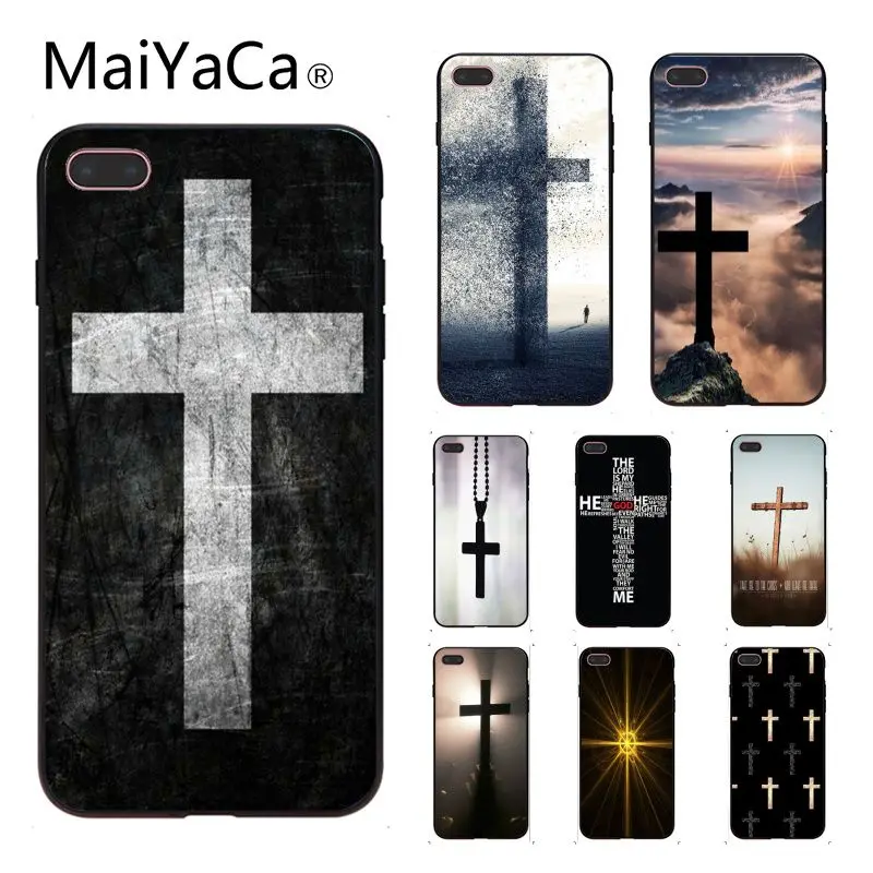Роскошный мягкий черный чехол для телефона MaiYaCa Christian Jesus The Cross Apple iphone 5 5s 5c SE и 6 6s 7