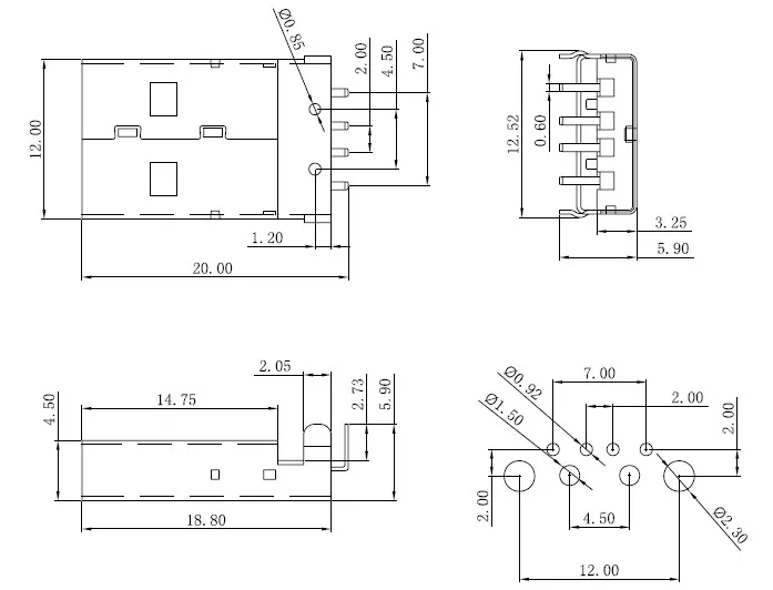 USB 2.0 90 DIP