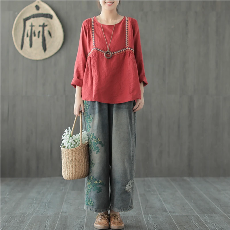 Mom jeans embroidered denim pants trousers boyfriend jeans for women Japanese style ladies jeans female 2018 new KK2698 X