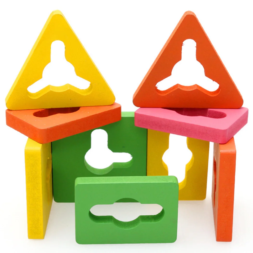 Деревянные парные блоки в форме четырех колонн, набор геометрических форм для детей, Игрушки для раннего образования, интеллектуальные DIY блоки для детей