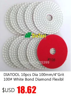 SHDIATOOL 10 шт 100 мм/4 "Grit400 # алмазные гибкие Мокрый Полировальником камень белый Бонд спиральные шлифования диск Гранит полировки, диск
