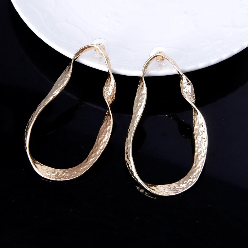 

Minimalist Metal Geometric Irregular Circle Statement Stud Earrings Female