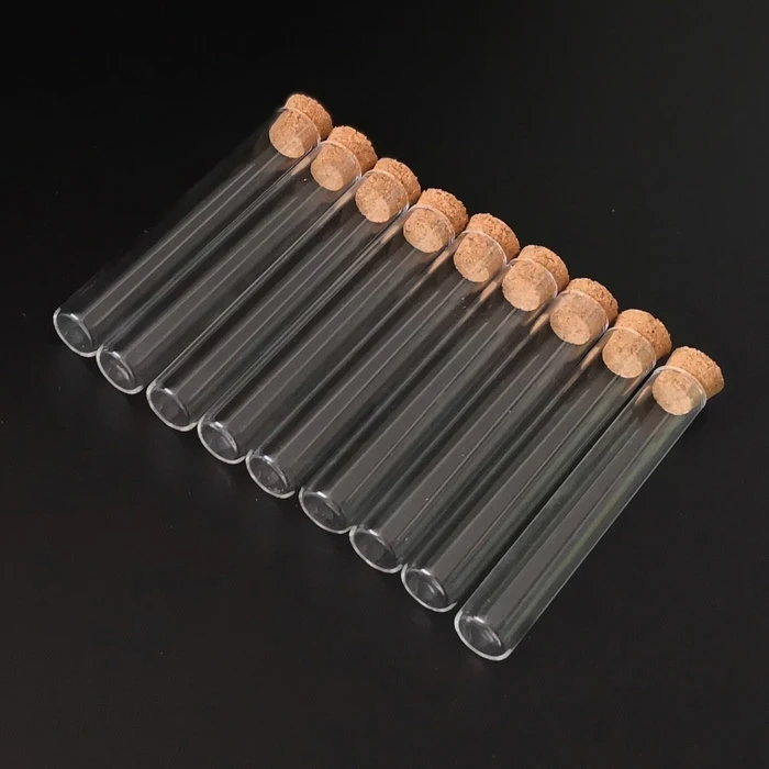 20pcs/pack 12x75mm Clear Glass Test Tube With Cork Stoppers for School