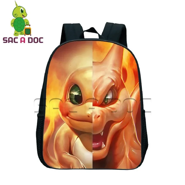 Anime Pokemon Backpack Charmander Gengar Split School Bags for Boys