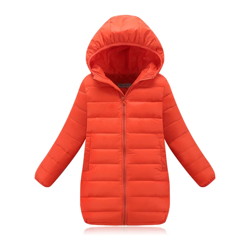 Новинка года, детские пуховики, пальто однотонное теплое зимнее пальто с хлопковой подкладкой для девочек модная брендовая детская одежда, верхняя одежда для От 4 до 13 лет - Цвет: Orange