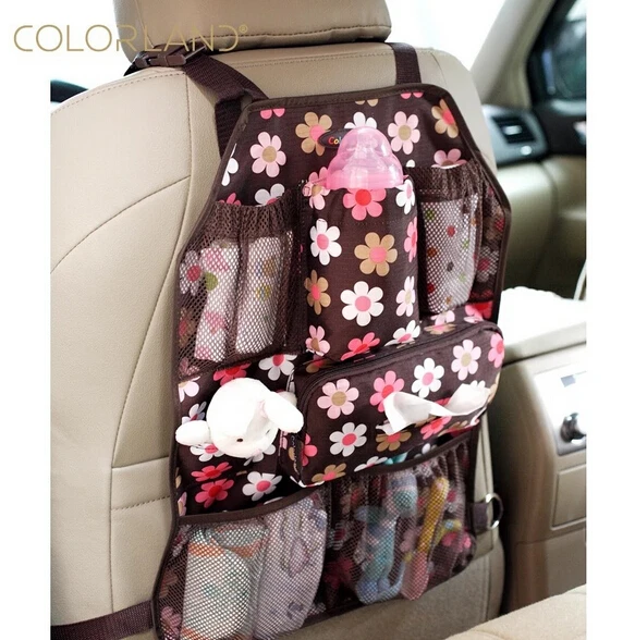 

COLORLAND 54x37cm Baby Car Seat travel Bag Back hanging bags Organizer Holder tissue pocket insulated bottle Storage diaper bags