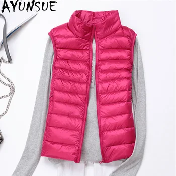 

AYUNSUE Womens Vest Ultra Light Down Jacket Waistcoat Women Autumn Sleeveless Female 90% Duck Down Chalecos Para Mujer KJ1022