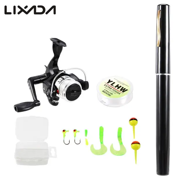 Cheap Pen Telescopic Fishing Rod Reel Combo Set Mini Rod Spinning Reel Fishing Line Soft Lures Baits Jig Hooks for Carp Fishing