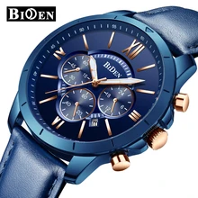 BIDEN Mens Watches Fashion Sport Quartz Clock Male Watch Men Luxury Business Leather Waterproof Wristwatch Relogio Masculino