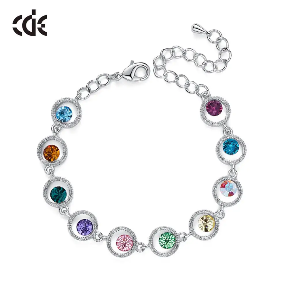 

CDE Heart Embellished with crystals from Swarovski Bracelets Women Fashion Jewelry Charm Bracelets Bangles Purple Blue Bijoux