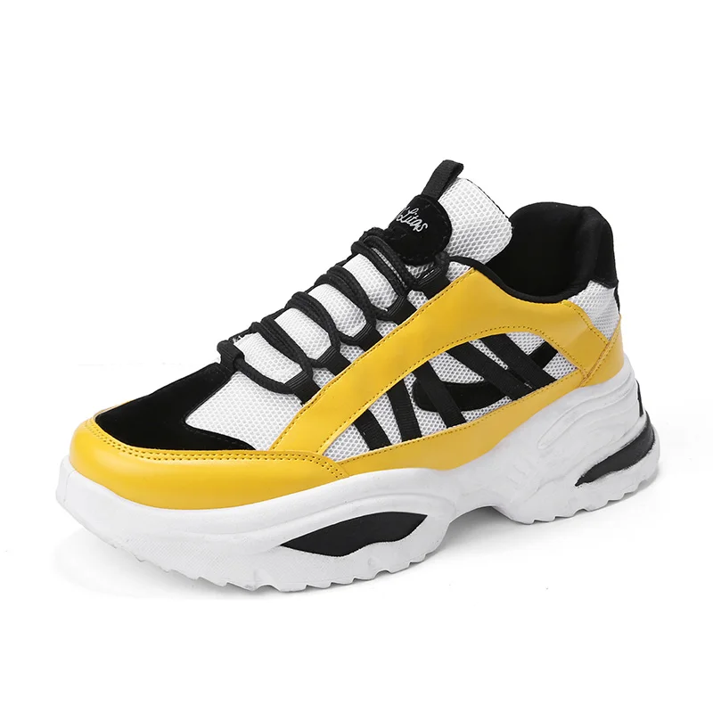 Plus Size 49 Sneakers Men Women INS Running Shoes Thick Sole Increasing Sports Shoes Breathable Jogging Trainers EAF Male Shoes - Цвет: Yellow A