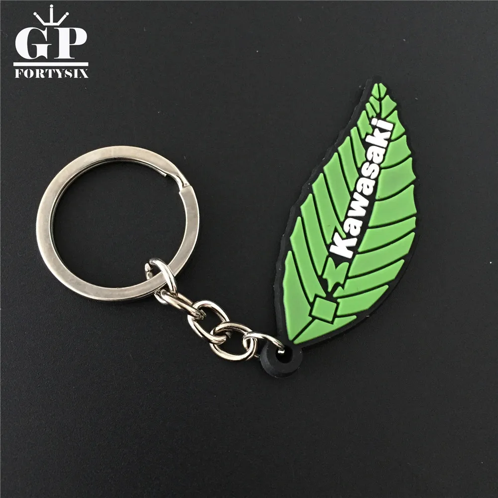 

GPFORTYSIX 3D Motorcycle Accessories KeyChain PVC Rubber Motorbike Leaves Shape Key Chain For Kawasaki Ninja ZX-14 H2R Ninja 250