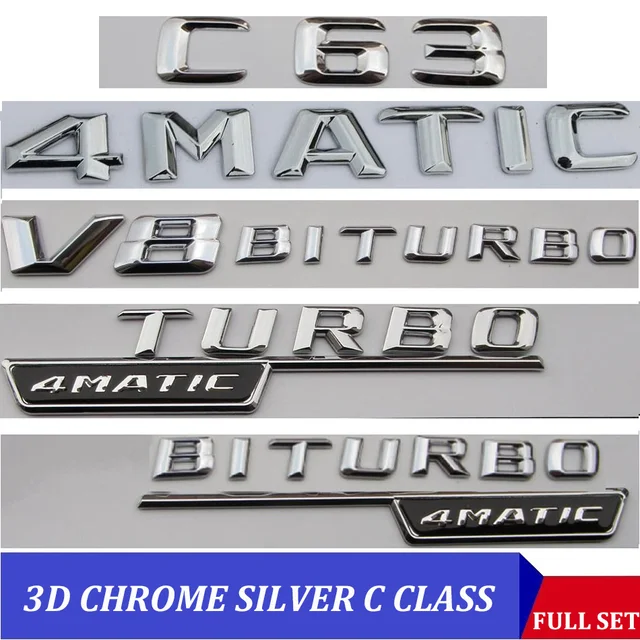 3D Chrome W204 W205 emblème C200 C250 C300 C350 C63 CLA lettre Auto voiture autocollant Badge Logo Emblema pour Mersedes Mercedes Benz AMG 