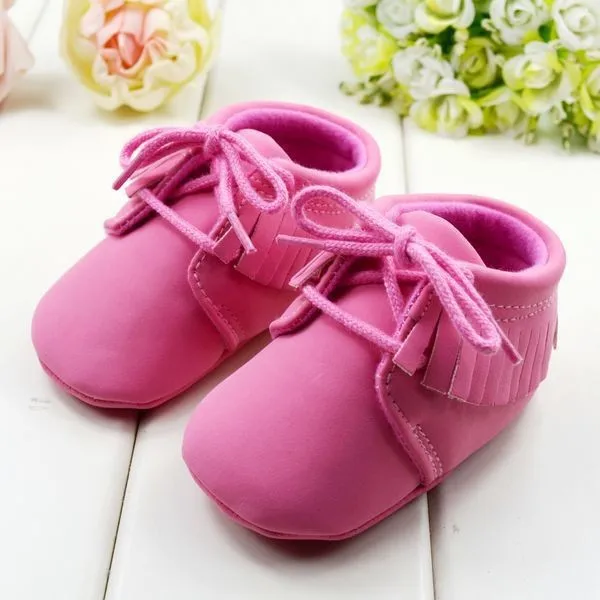New First Walkers Solid Soft Sole Cotton Fabric Winter Crib Toddler Tassel Spring And Autumn Short Boots For Baby Shoes |