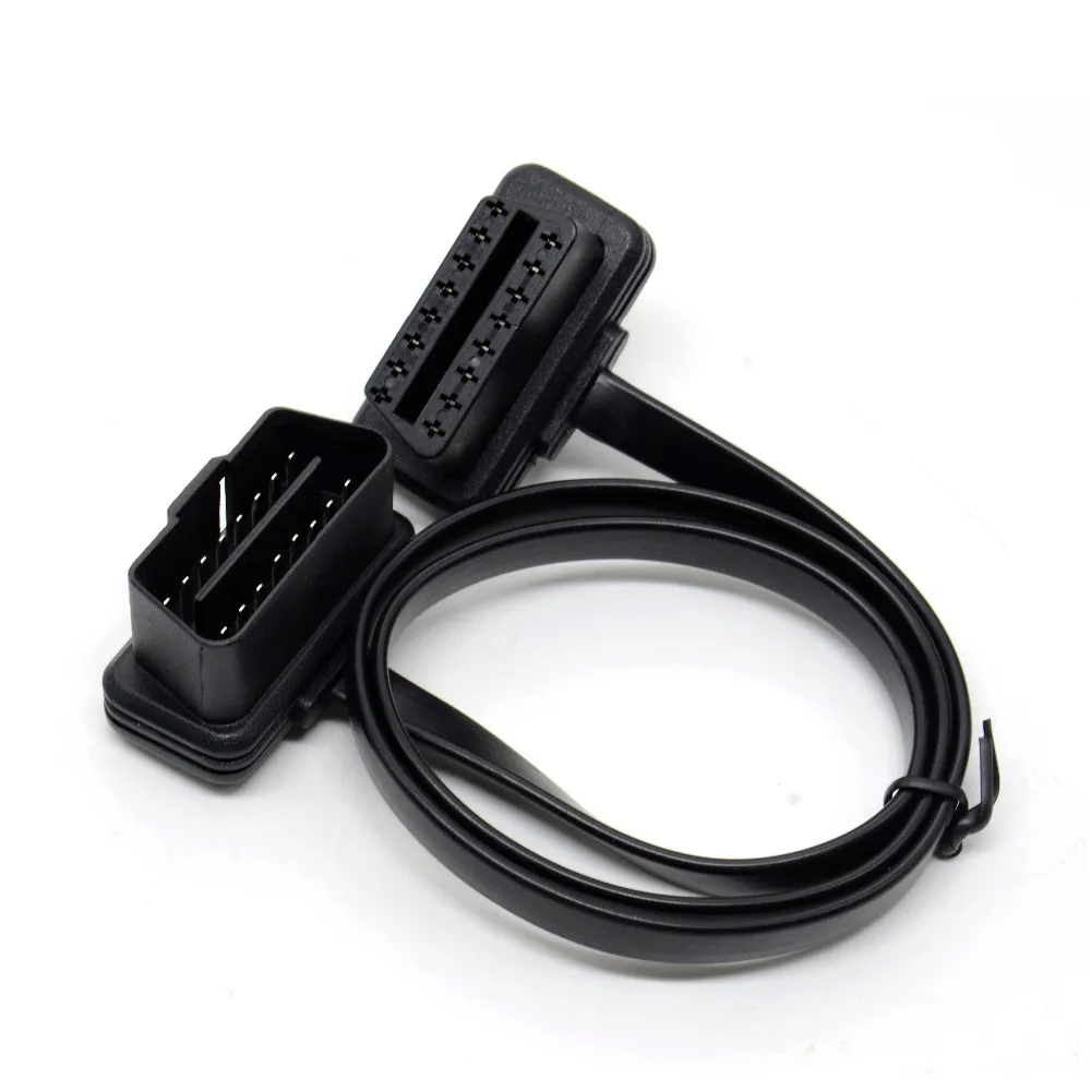 Плоский + тонкий As Noodle OBDII OBD 2 OBD2 16 Pin ELM327 Штекерный к двойному гнезду Y сплиттер