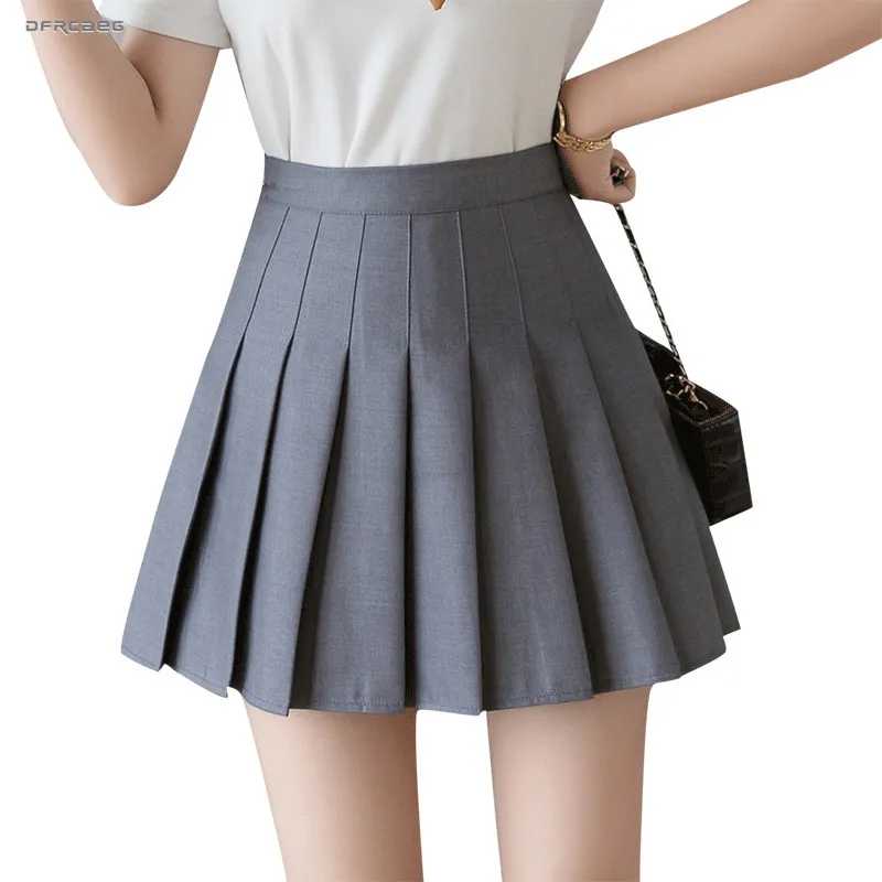 

Black Gray High Waist Summer Pleated Skirt For Women Summer 2019 Fashion School Kawaii Mini Skirts Short Female