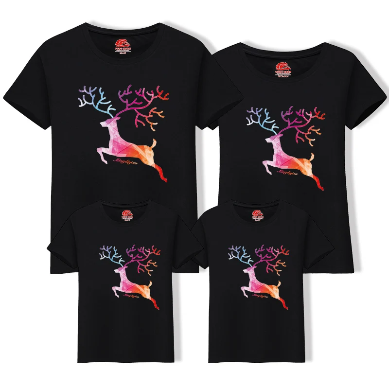 

New 2019 Christmas Elk Family Matching Outfits T-shirt The Parent-Child Attire Family Clothes Mom Dad Baby Short Sleeve T Shirts