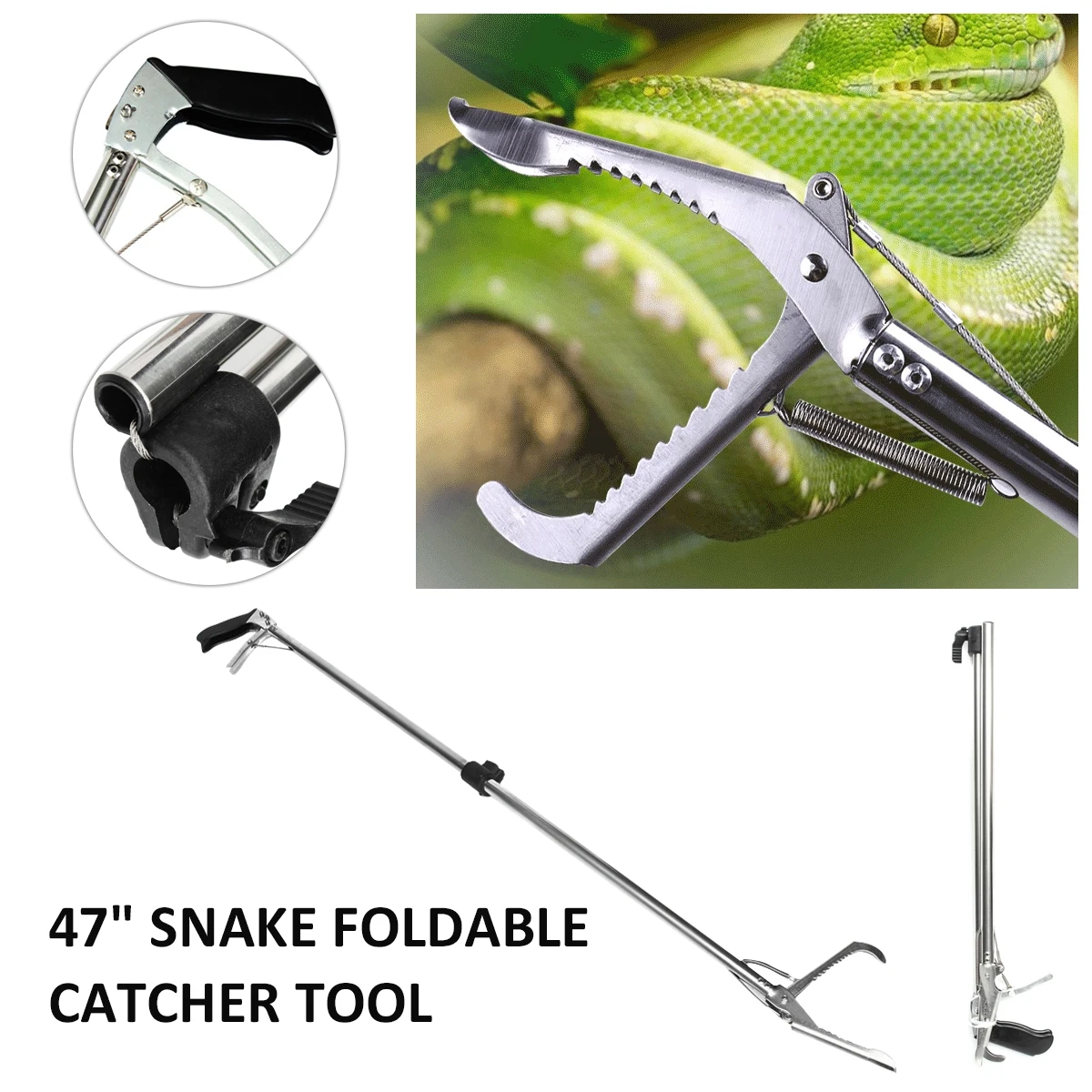 47" 120cm Snake Catcher Tongs Reptile Snake Tongs Stick Grabber