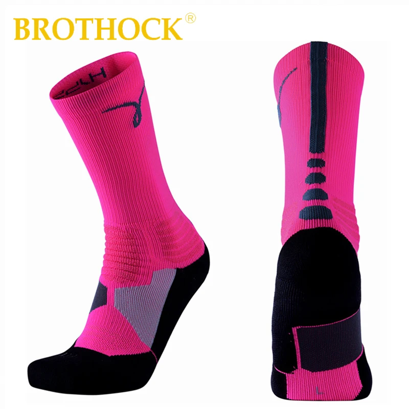 

Brothock Pink Thickening Basketball Socks Men Sweat Sweat Long Tube Hair Scarf Thicker Socks Professional Outdoor Sports Socks