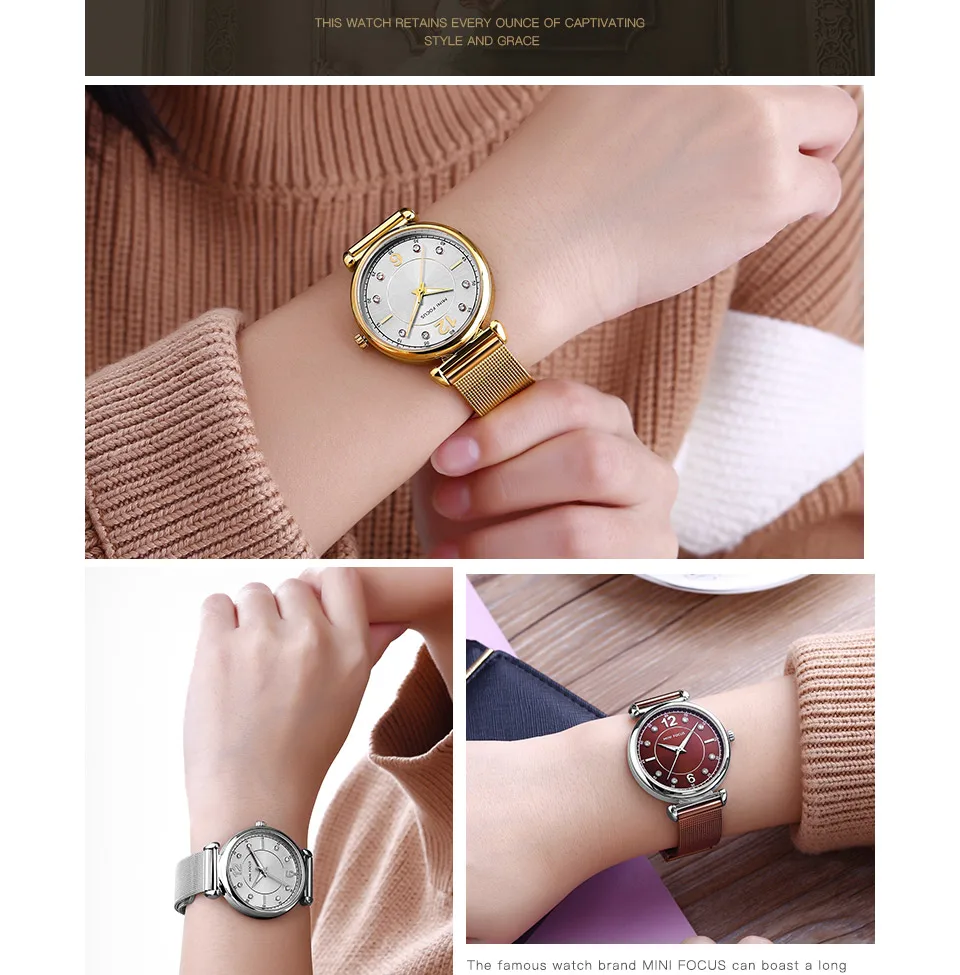 MINI FOCUS Fashion Blue Watch Women Stainless Steel Ladies Clock Luxury Exquisite Women's Watches reloj mujer relogio feminino