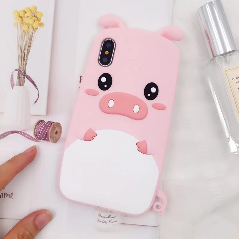 

KSTUCNE 3D Silicone cute case for iPhone 7 8 plus Pink Pig Cartoon Soft rubber Phone Case Cover for iPhone X 6 6s plus cases