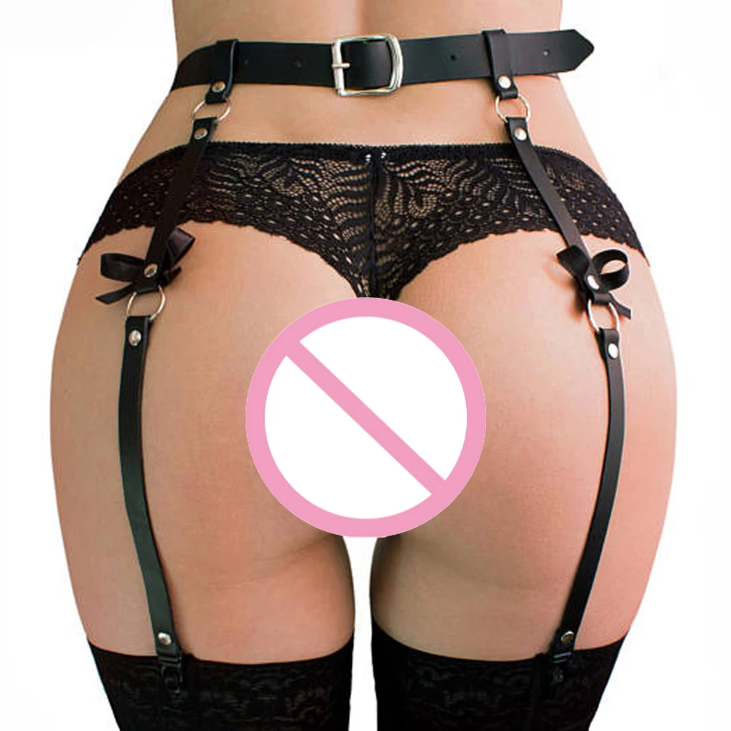 Women Harness Body Belts Sexy Garters Leather Belt Punk Strap Band From Waist To Leg Adjustable Suspender Straps with 4 Buckles