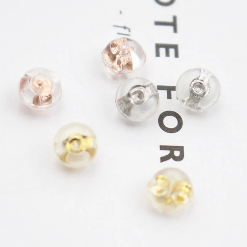 925 silver gold color Silica gel Ear plug Earrings back not fade for