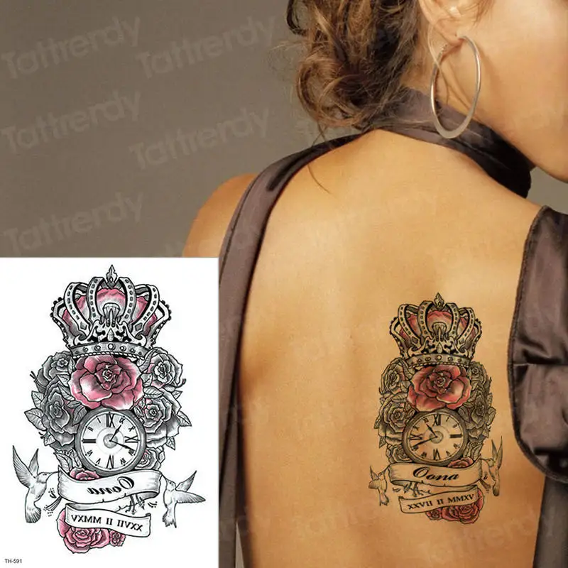 Временная татуировка, наклейка, любовь, роза, татуировка для женщин, грудь, сексуальная, Арабская, боди-арт, татуировка, бикини, для девушек, тату, поддельные, водонепроницаемые - Цвет: TH591