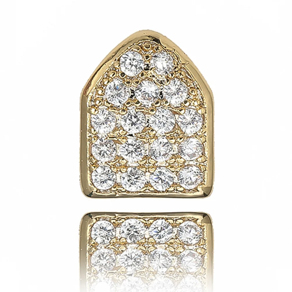В стиле хип-хоп Micro Pave CZ Циркон Bling льдом Отдельный верхний декоративные Зубные