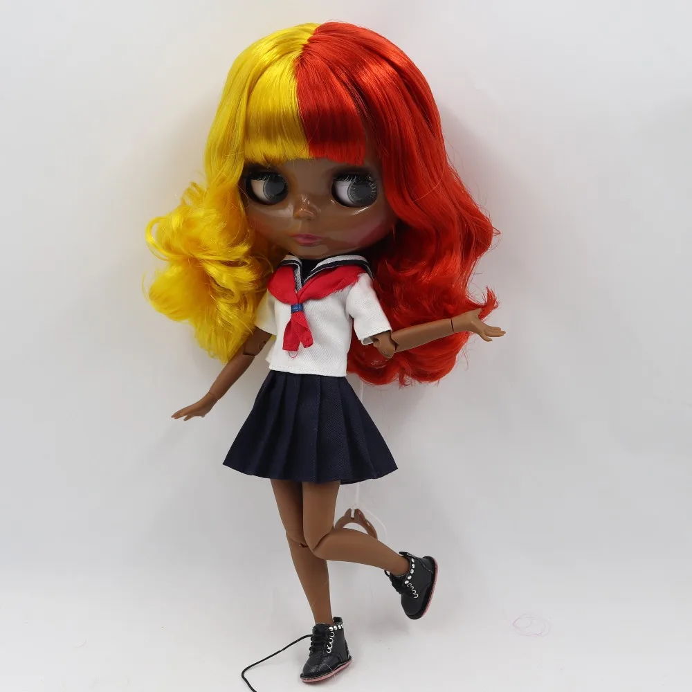 

ICY fortune days factory blyth doll super black skin tone darkest skin red and yellow hair joint body 1/6 30cm BL3038/1248