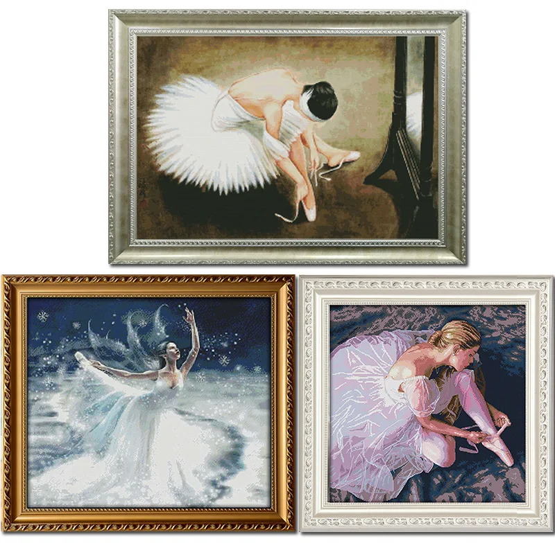 

Beautiful Ballerina DMC Fabric DIY handwork Counted Chinese Cross Stitch Kits printed Cross-stitch set Embroidery Needlework